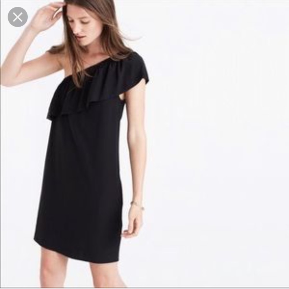 Madewell Silk Ruffle One Shoulder Dress